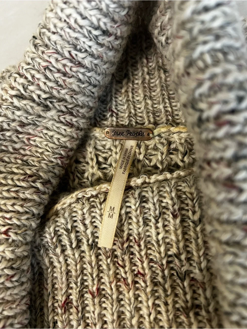 Free People Speckled Cream Knit Turtleneck Sweater